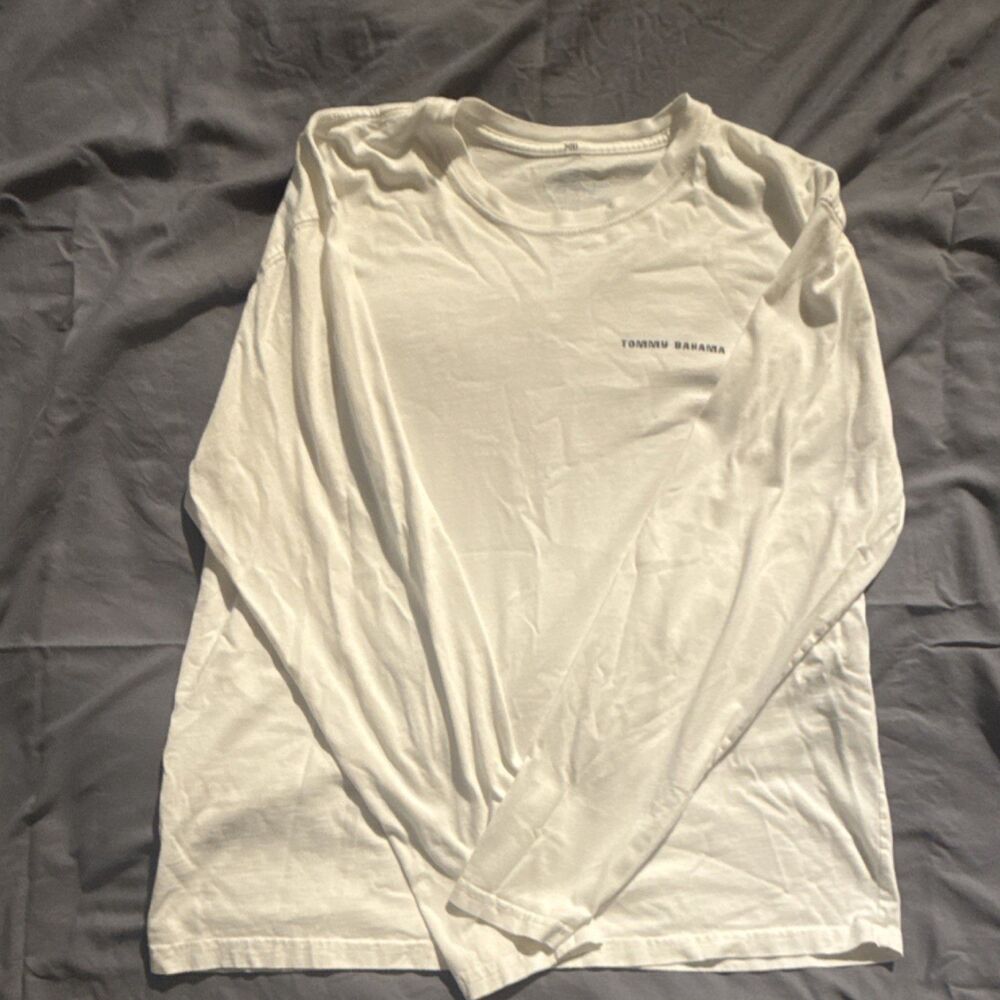 Tommy Bahama Relax White Graphic Logo Long Sleeve T-Shirt Men's XL Cotton